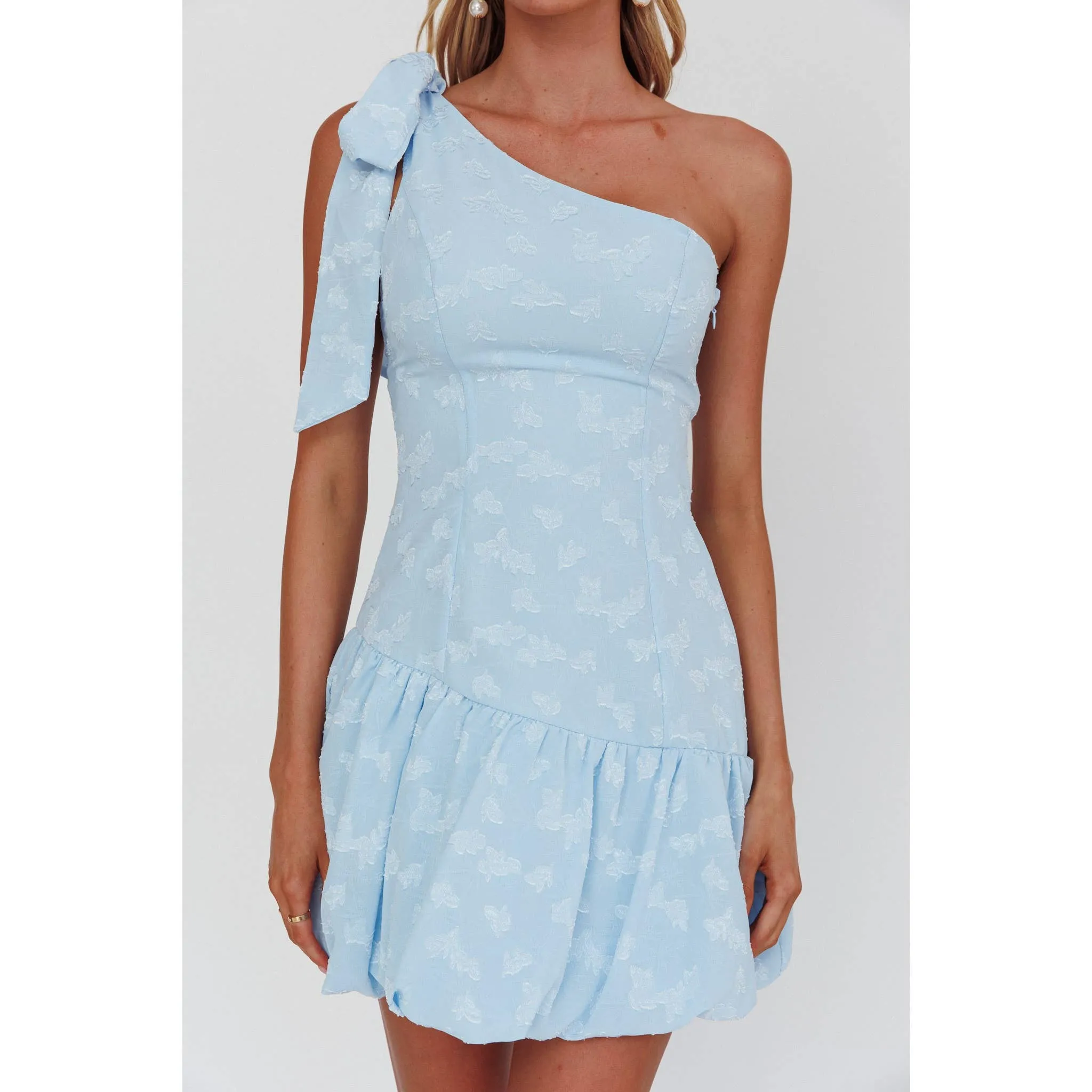 ONE SHOULDER TIED MINI DRESS