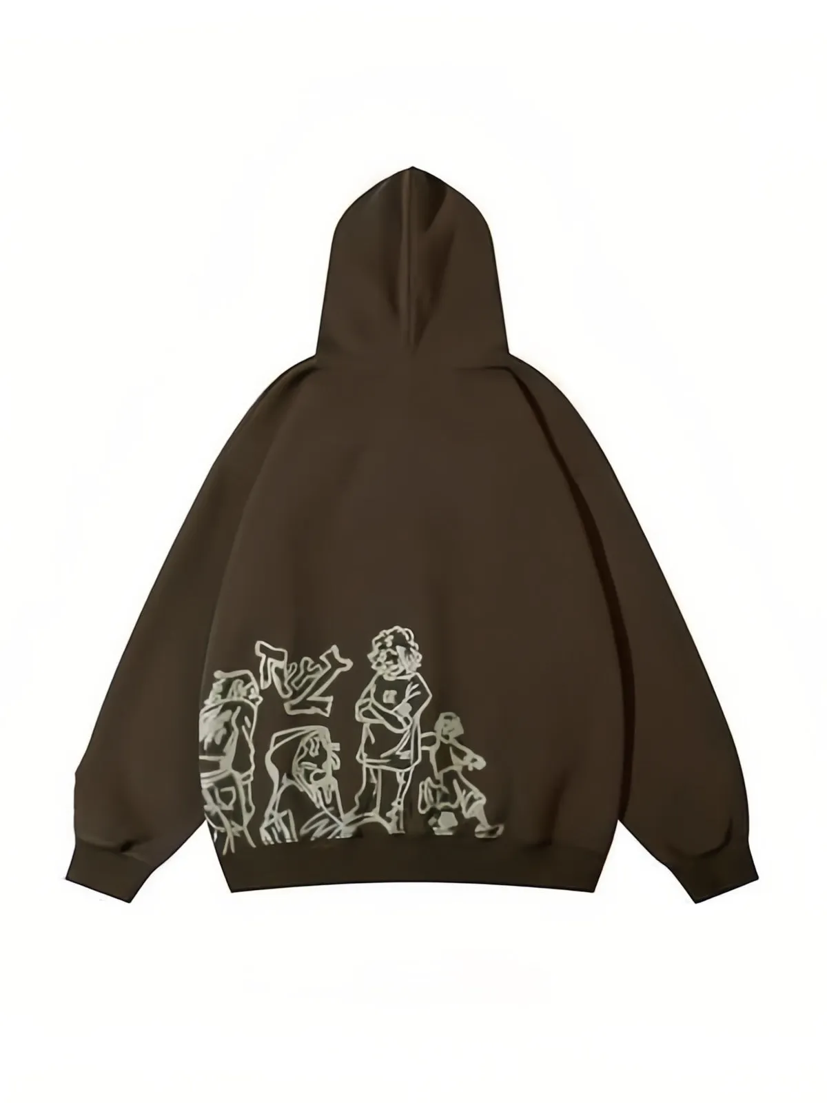Oversized Hoodie mit Kapuze und Graffiti Druck