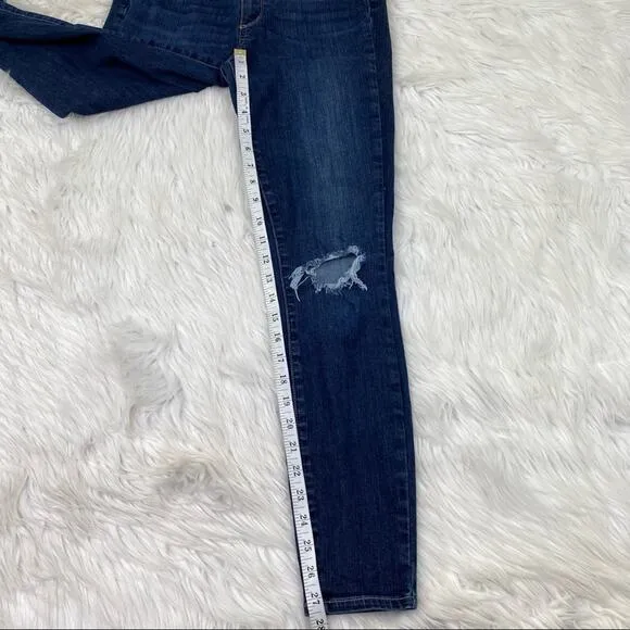 Paige Denim Women's Verdugo Ankle Skinny Jeans Blue Size 28 Distressed Dark