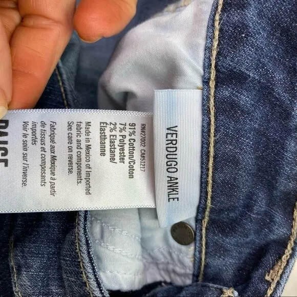 Paige Denim Women's Verdugo Ankle Skinny Jeans Blue Size 28 Distressed Dark
