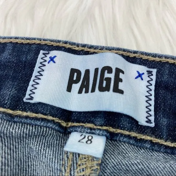 Paige Denim Women's Verdugo Ankle Skinny Jeans Blue Size 28 Distressed Dark