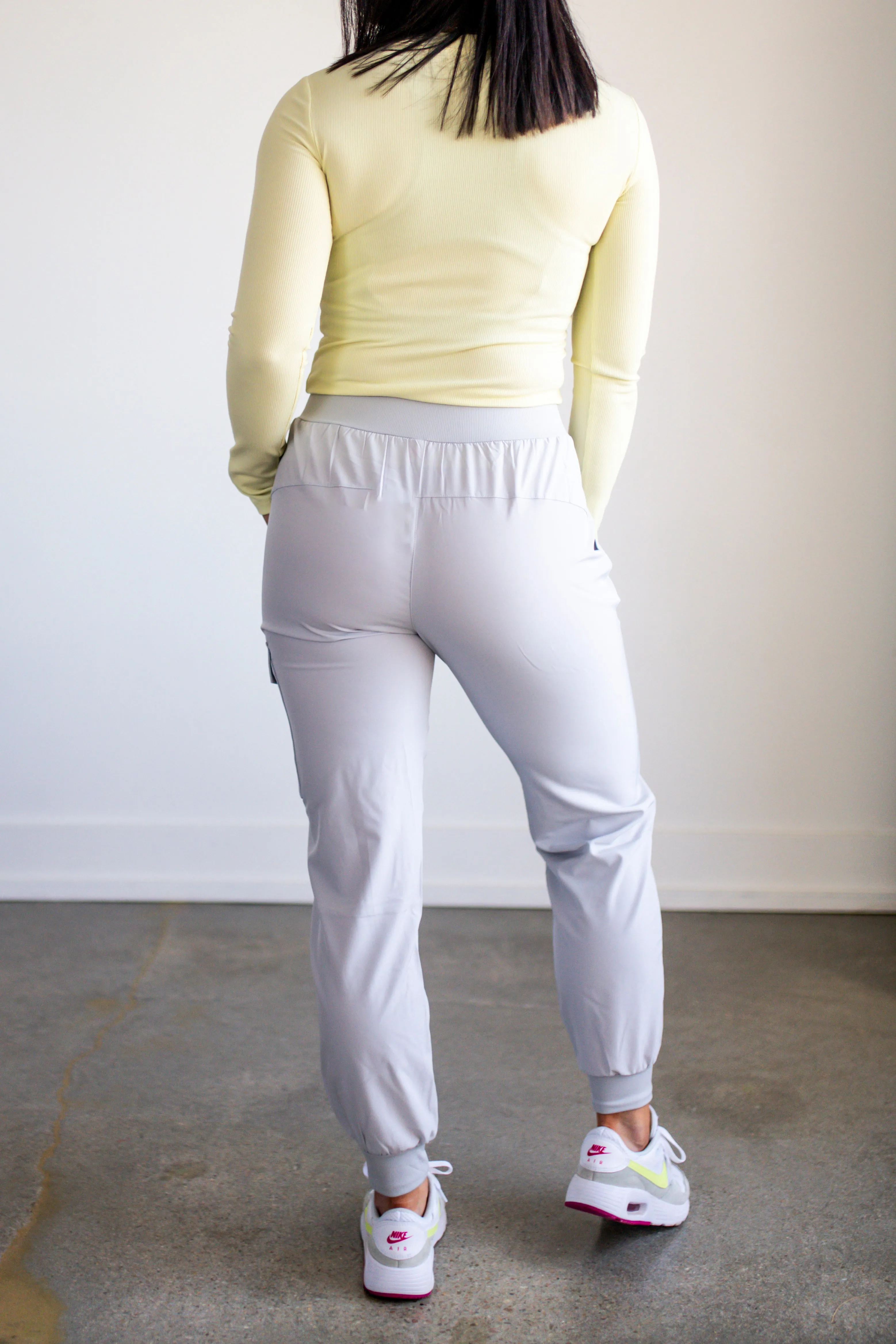 Pale Grey High-Waisted Active Joggers