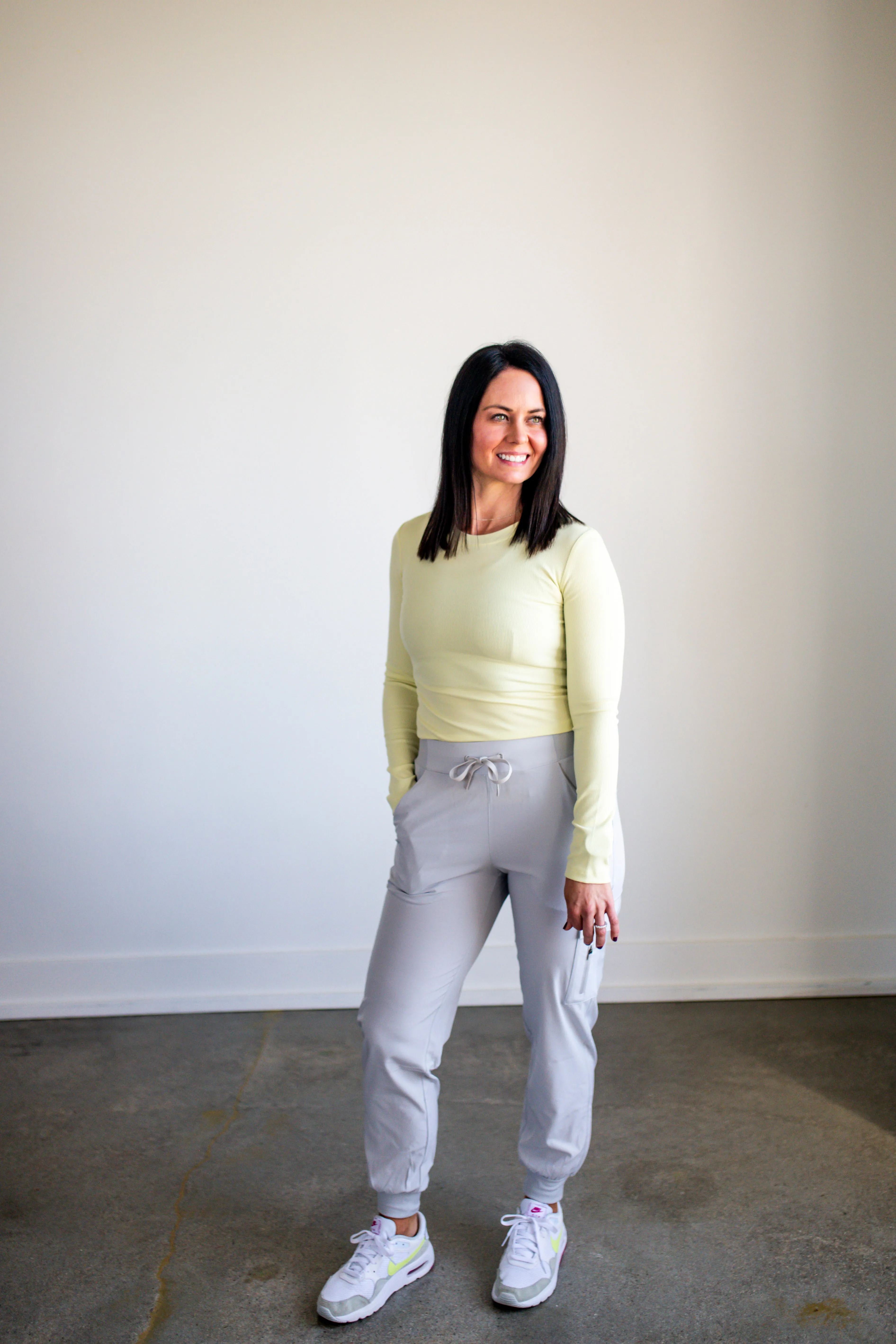 Pale Grey High-Waisted Active Joggers