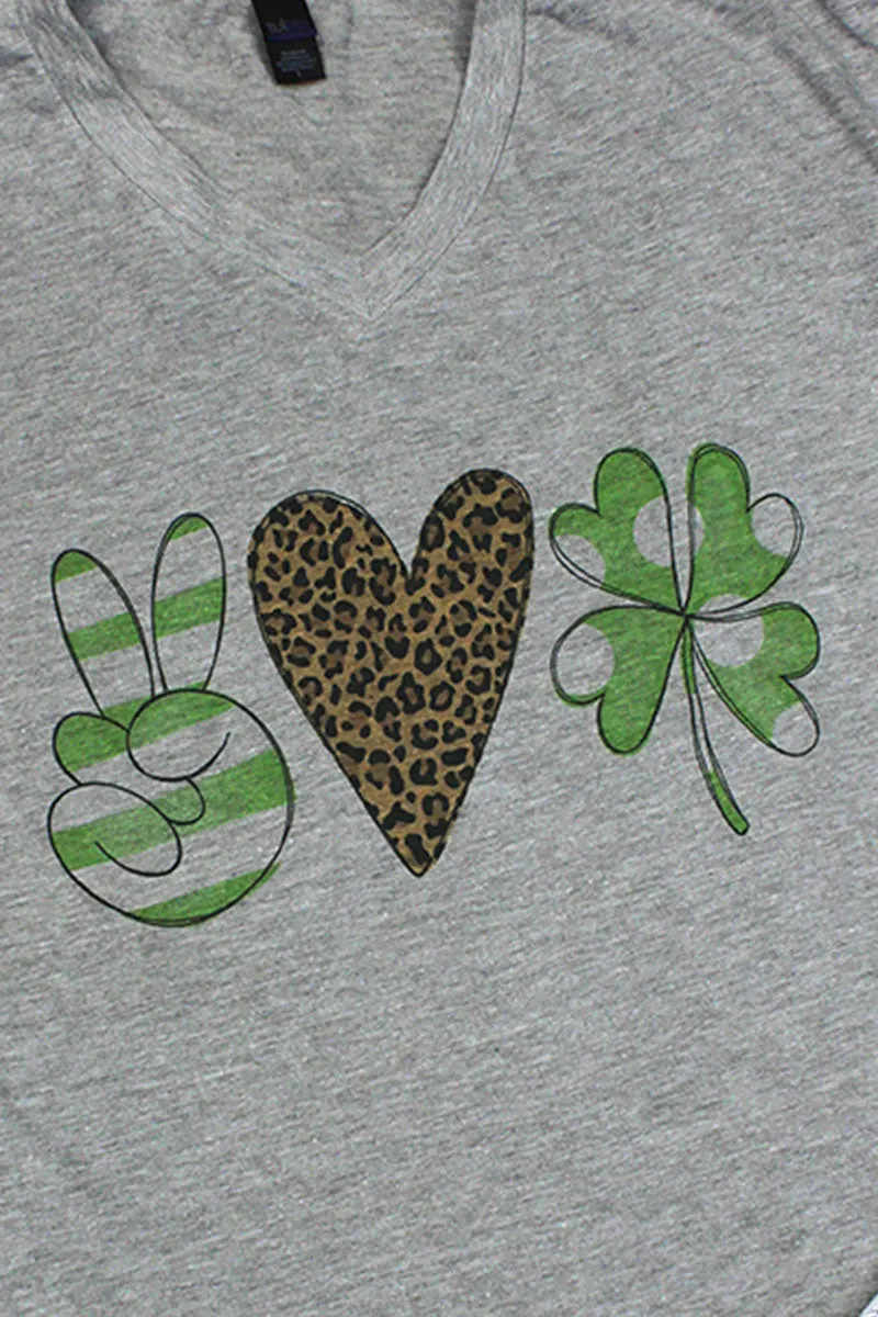 Peace Love Shamrock Unisex Poly-Rich Blend V-Neck Tee