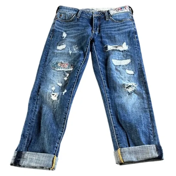 PILCRO and The Letterpress Slim Boyfriend- Patchwork Embroidered - Size 25
