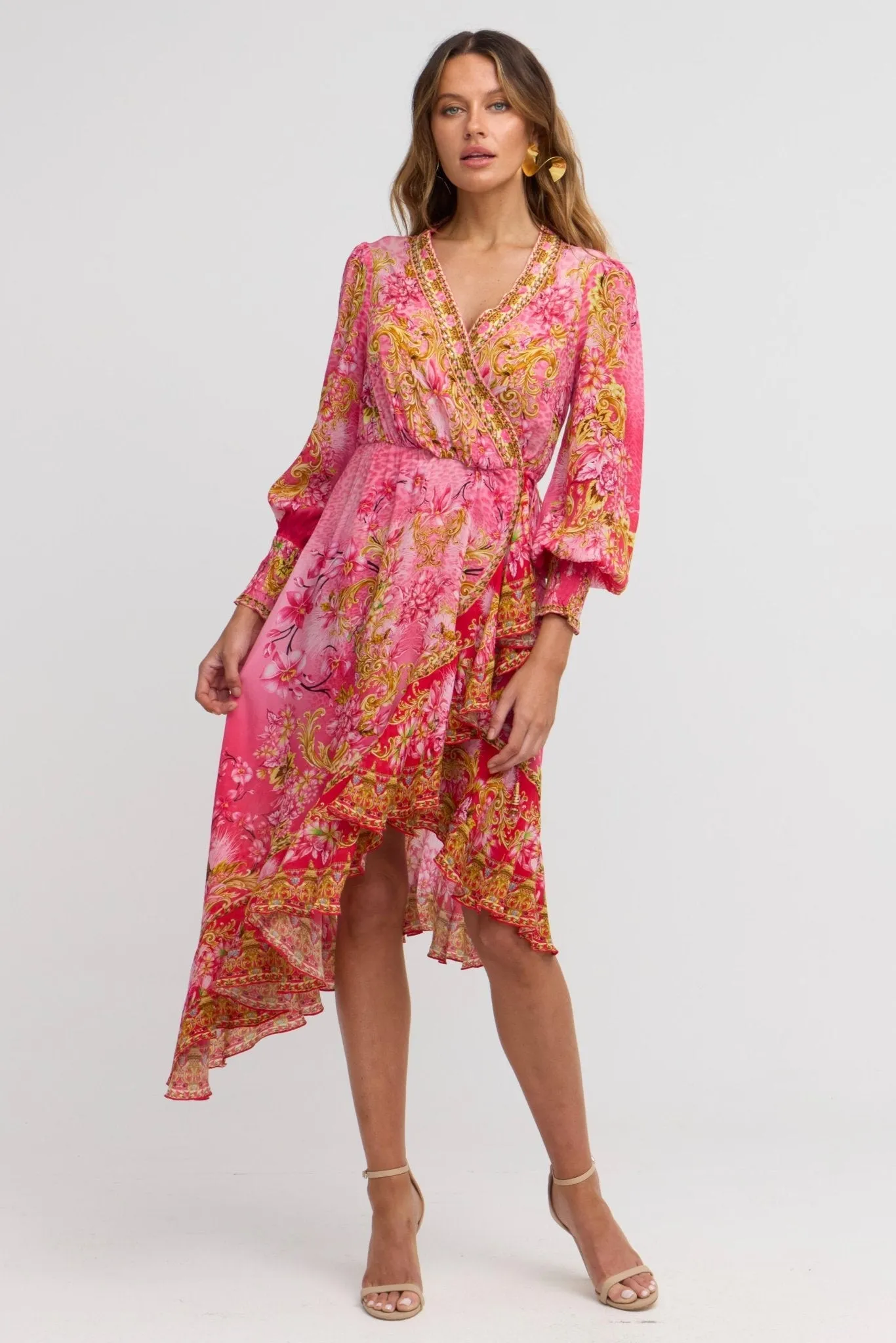 Pink Candy Hi Low Wrap Dress