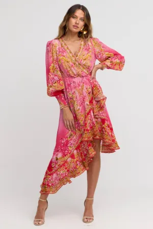Pink Candy Hi Low Wrap Dress