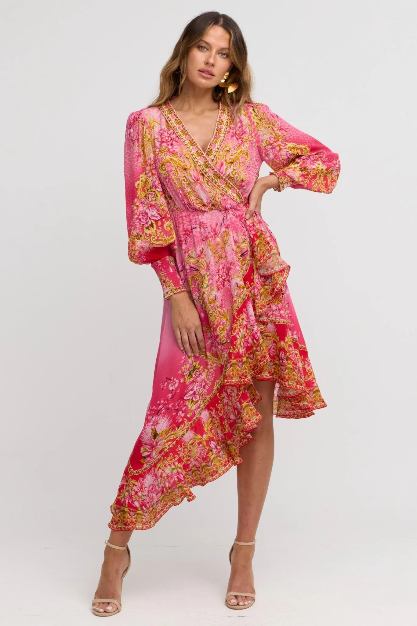 Pink Candy Hi Low Wrap Dress