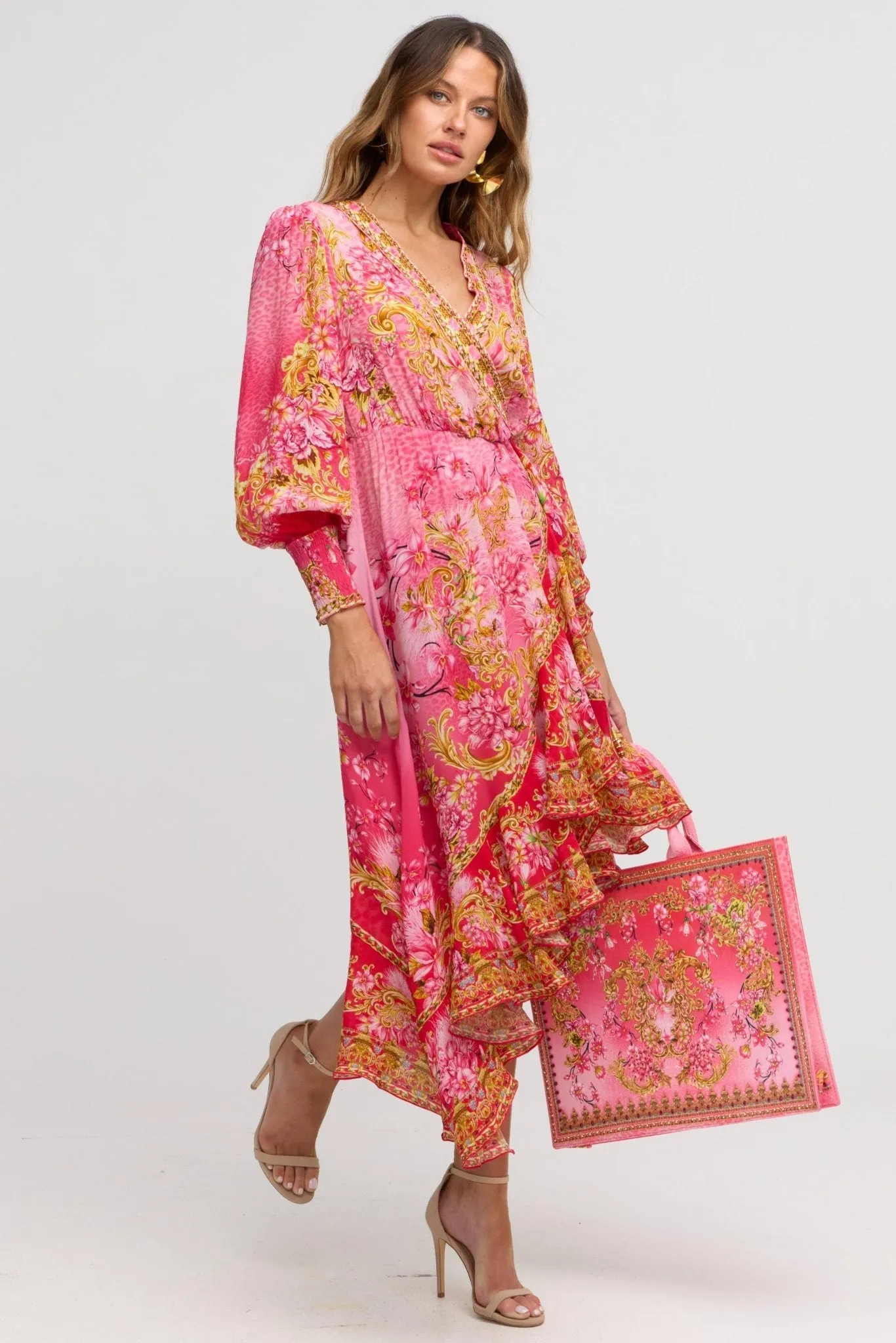 Pink Candy Hi Low Wrap Dress
