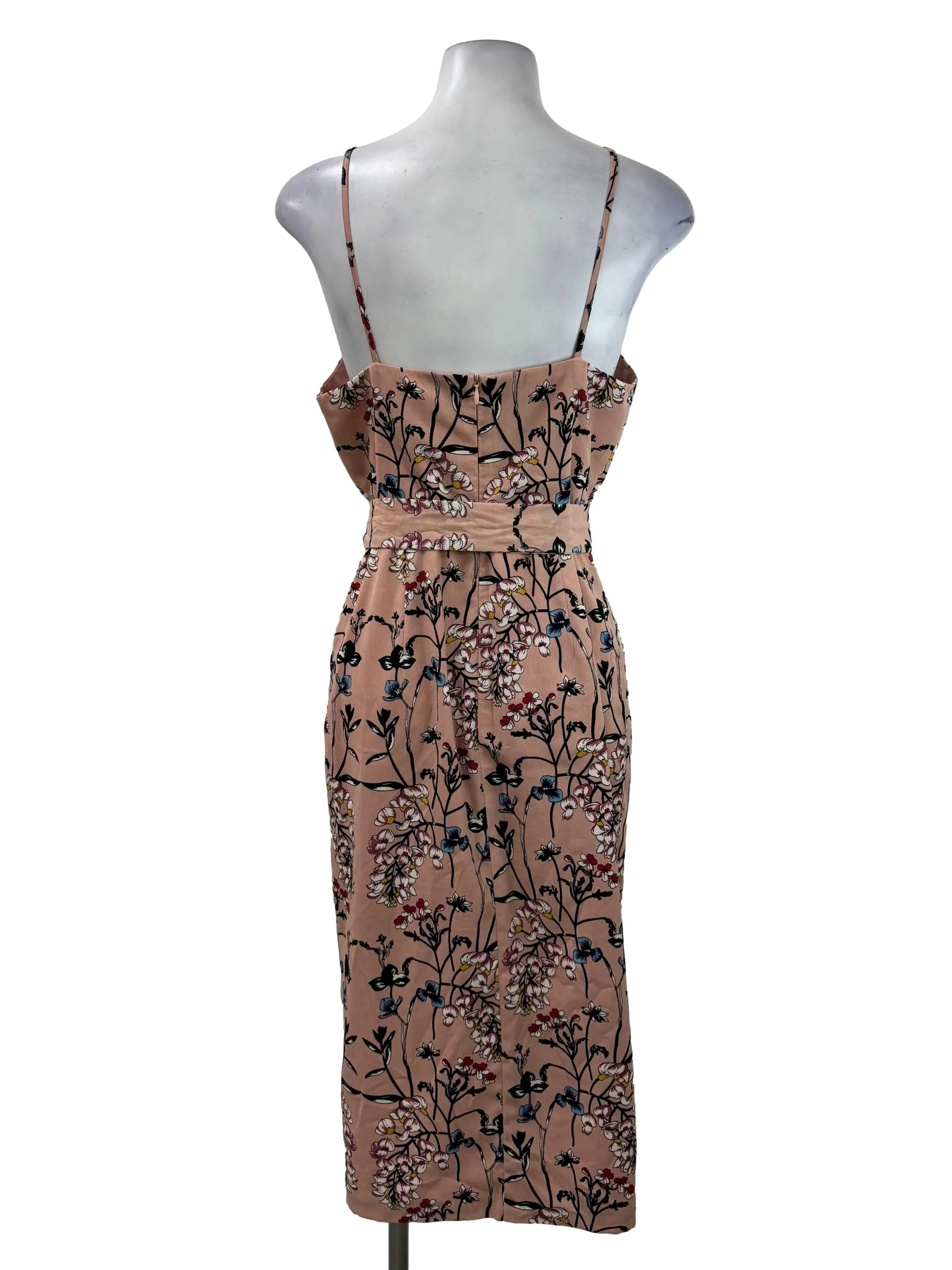 Pink Floral Wrap Sash Dress