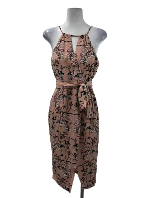 Pink Floral Wrap Sash Dress