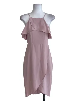 Pink Plain Wrap Dress