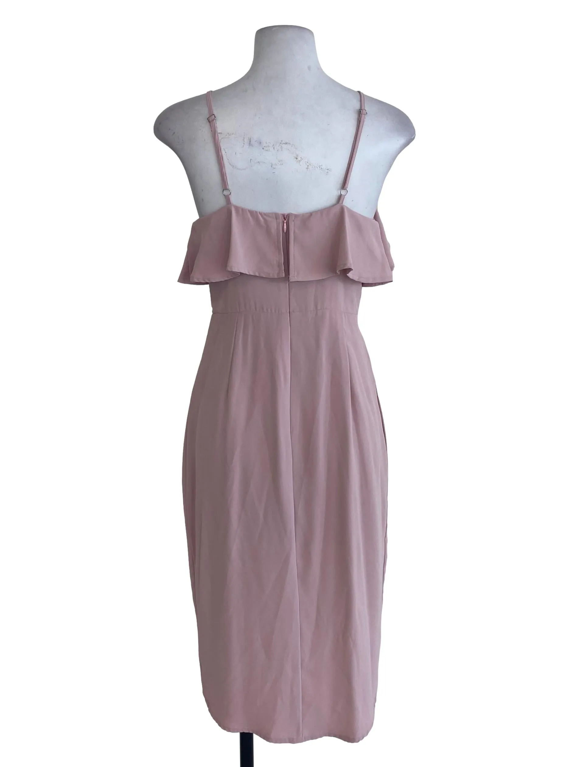 Pink Plain Wrap Dress