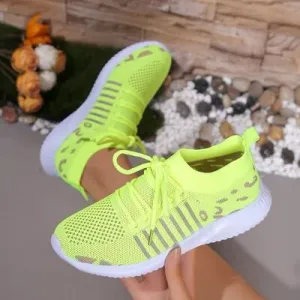 Platte sneakers met ronde neus van PU-leer