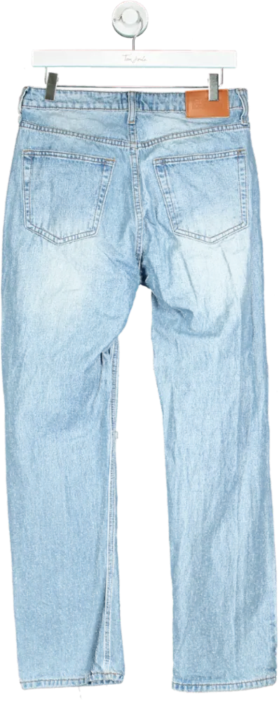 Princess Polly Light Blue Distressed Mom Jeans UK 8