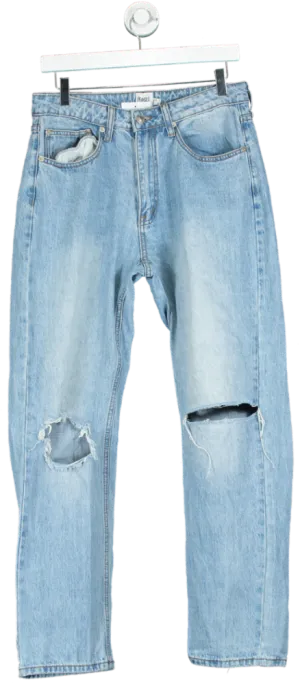 Princess Polly Light Blue Distressed Mom Jeans UK 8