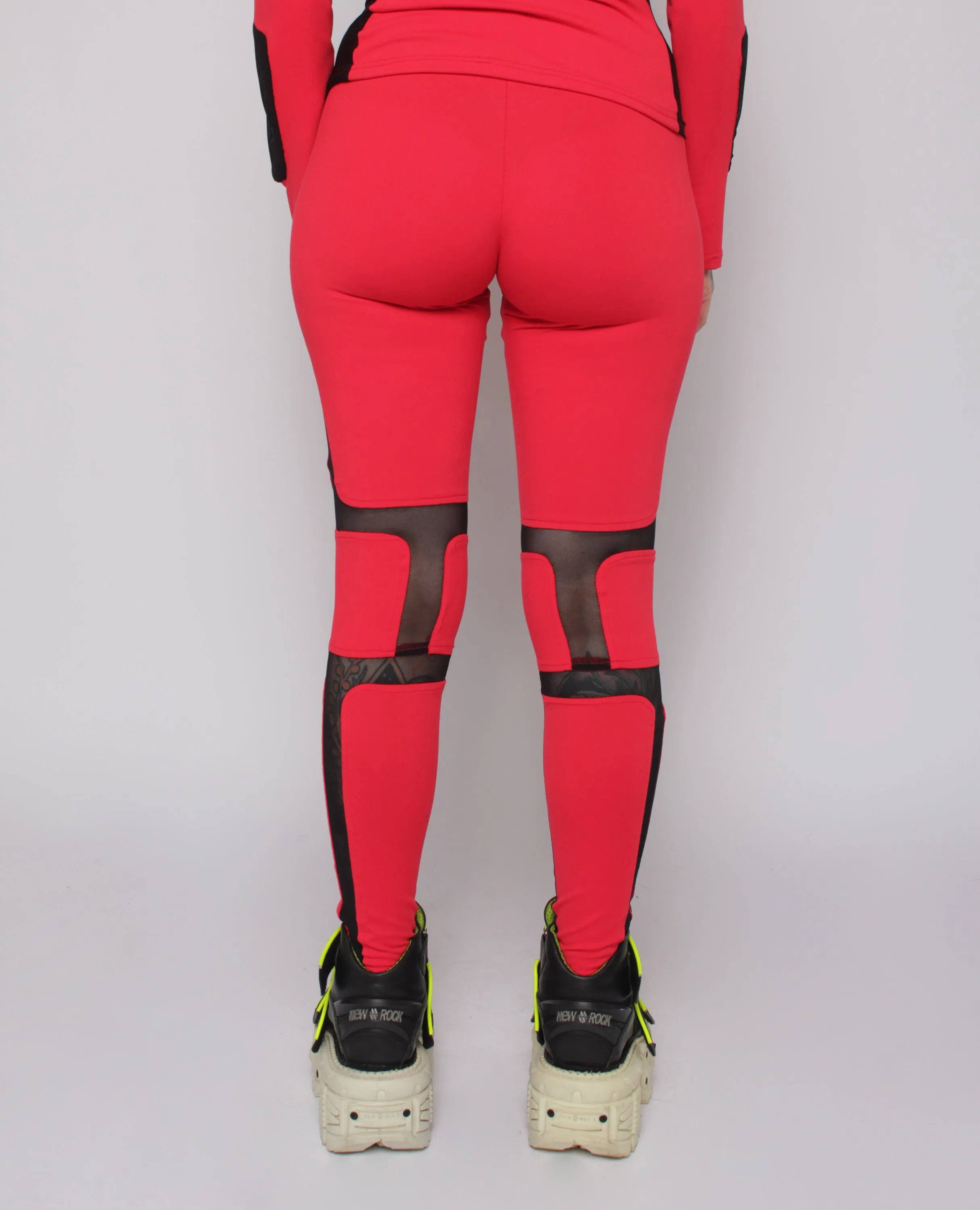 PROTECTION LEGGING RED / BLACK MESH