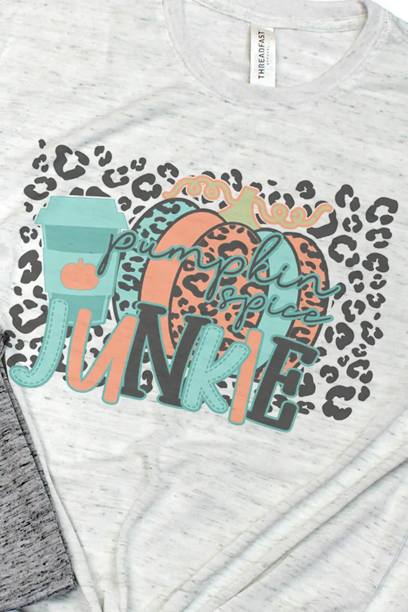 Pumpkin Spice Junkie Leopard Blizzard Jersey Short Sleeve T-Shirt