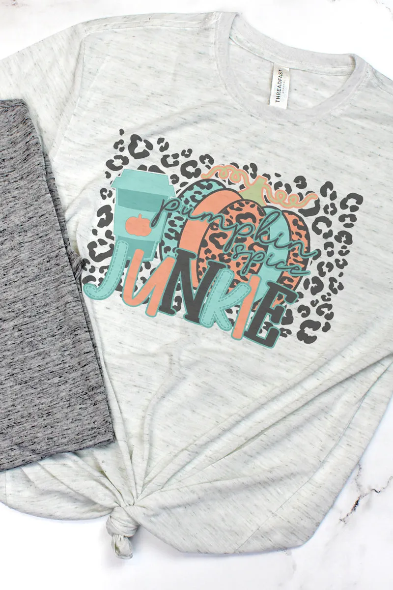 Pumpkin Spice Junkie Leopard Blizzard Jersey Short Sleeve T-Shirt
