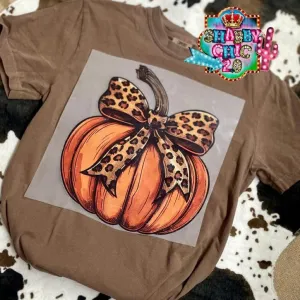 Pumpkin with Leopard Bow Tee