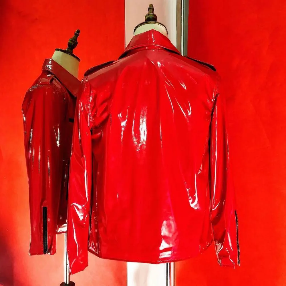 Punk Style Patent Leather Motorcycle Jacket