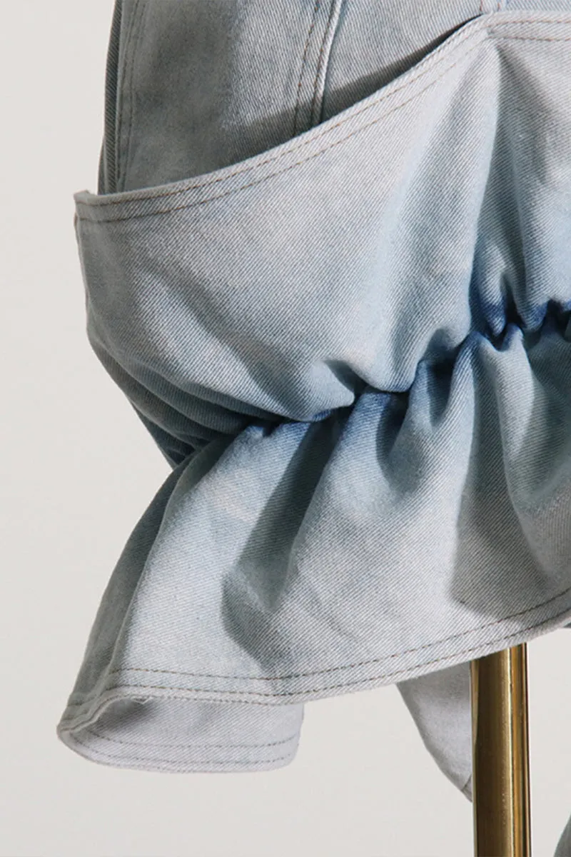 QJ0209 Ruffled Denim Short Skirt