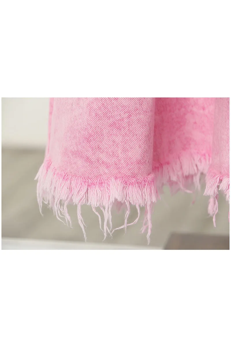 QK0661 Pink Denim Long Skirt