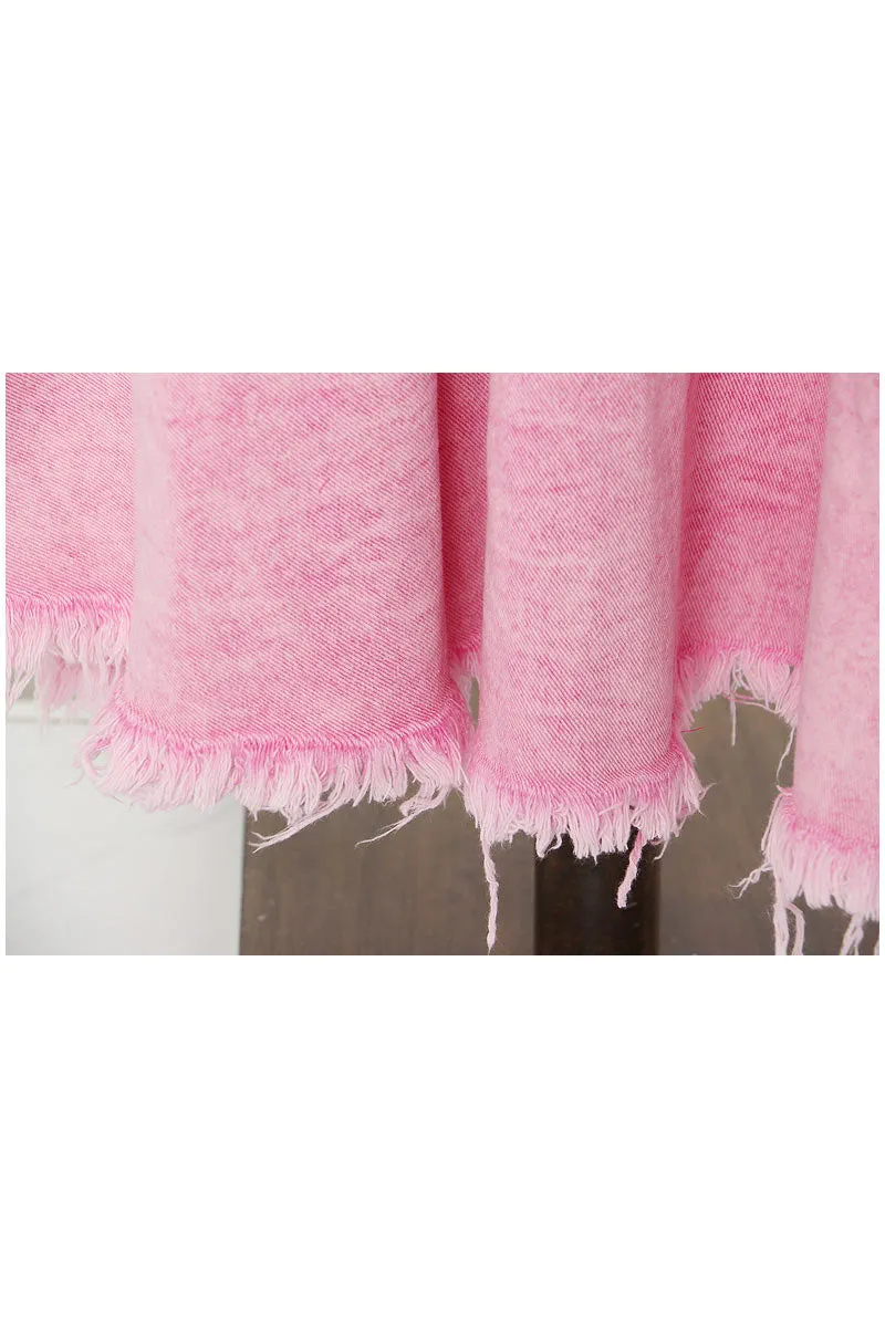 QK0661 Pink Denim Long Skirt