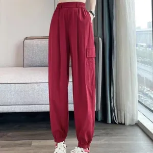 Red Solid Cargo Jogger