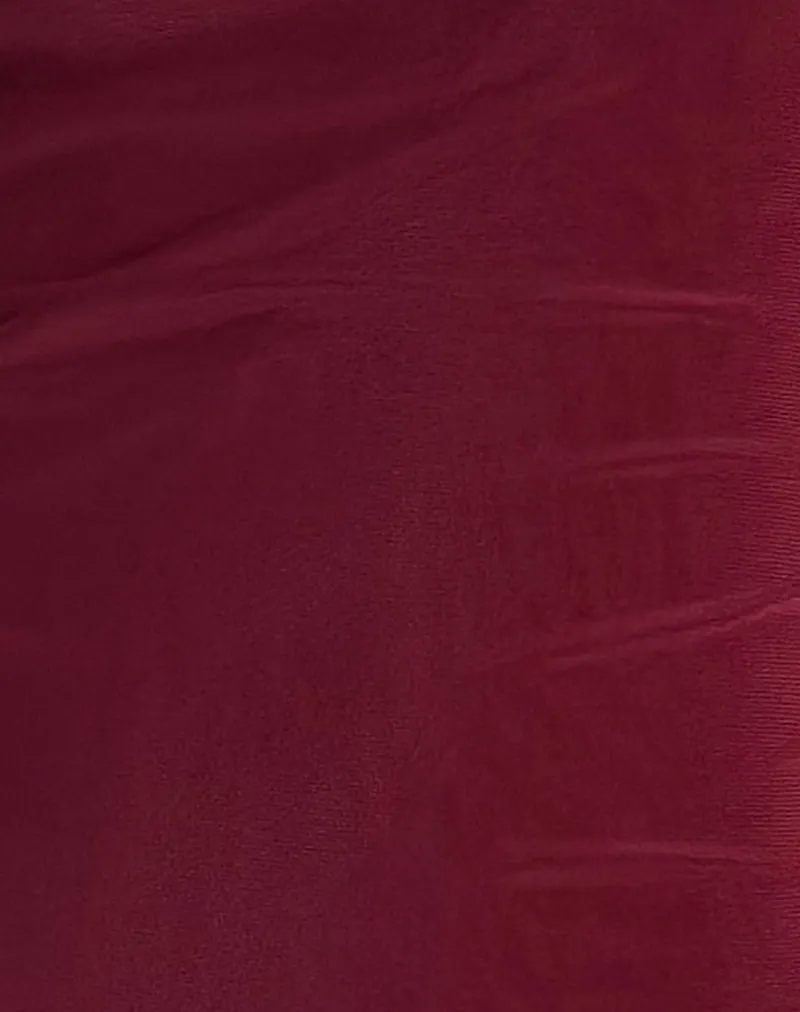Renata Asymmetrical Mini Dress in Burgundy Mesh