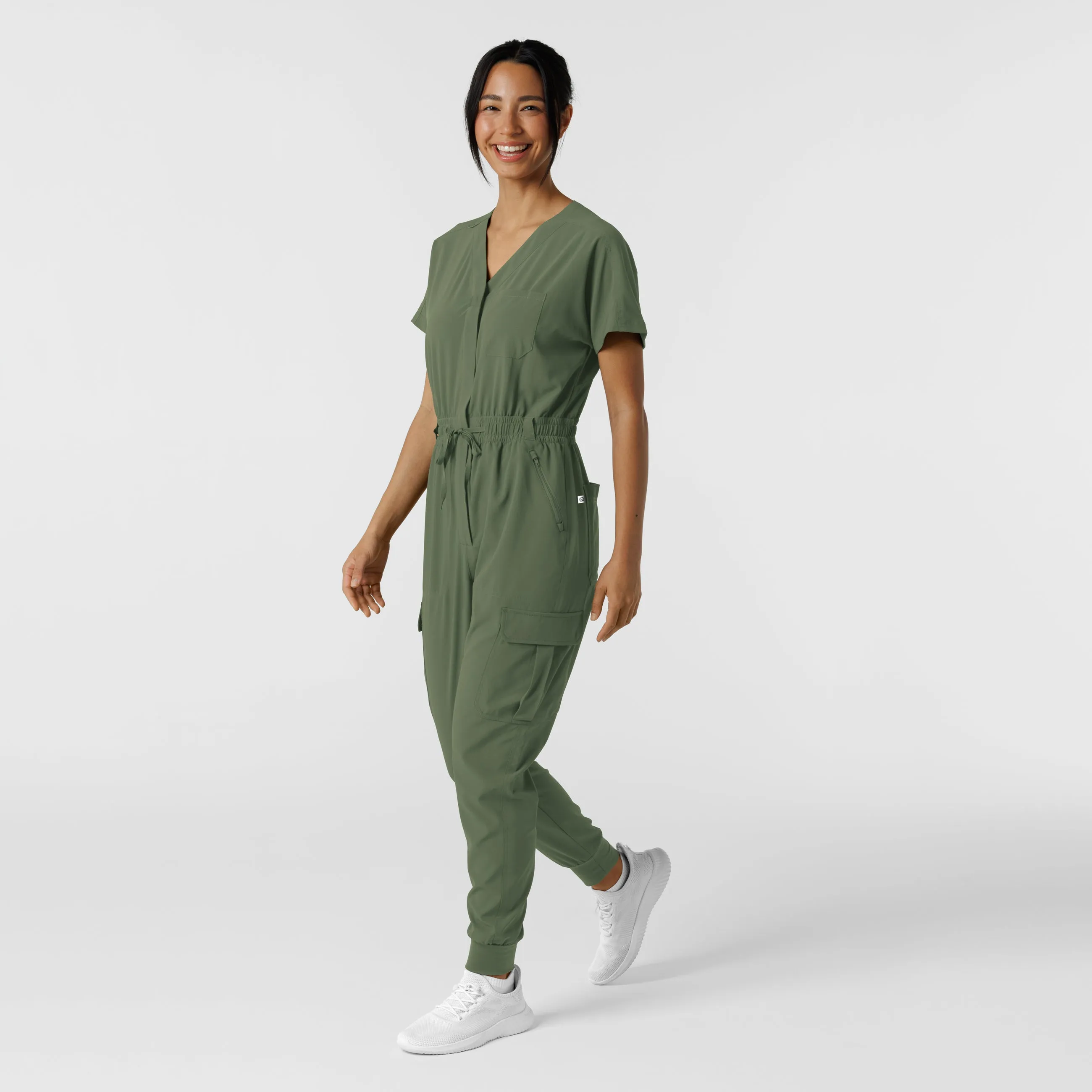 RENEW 3234 Cargo Jogger Scrub Jumpsuit Olive