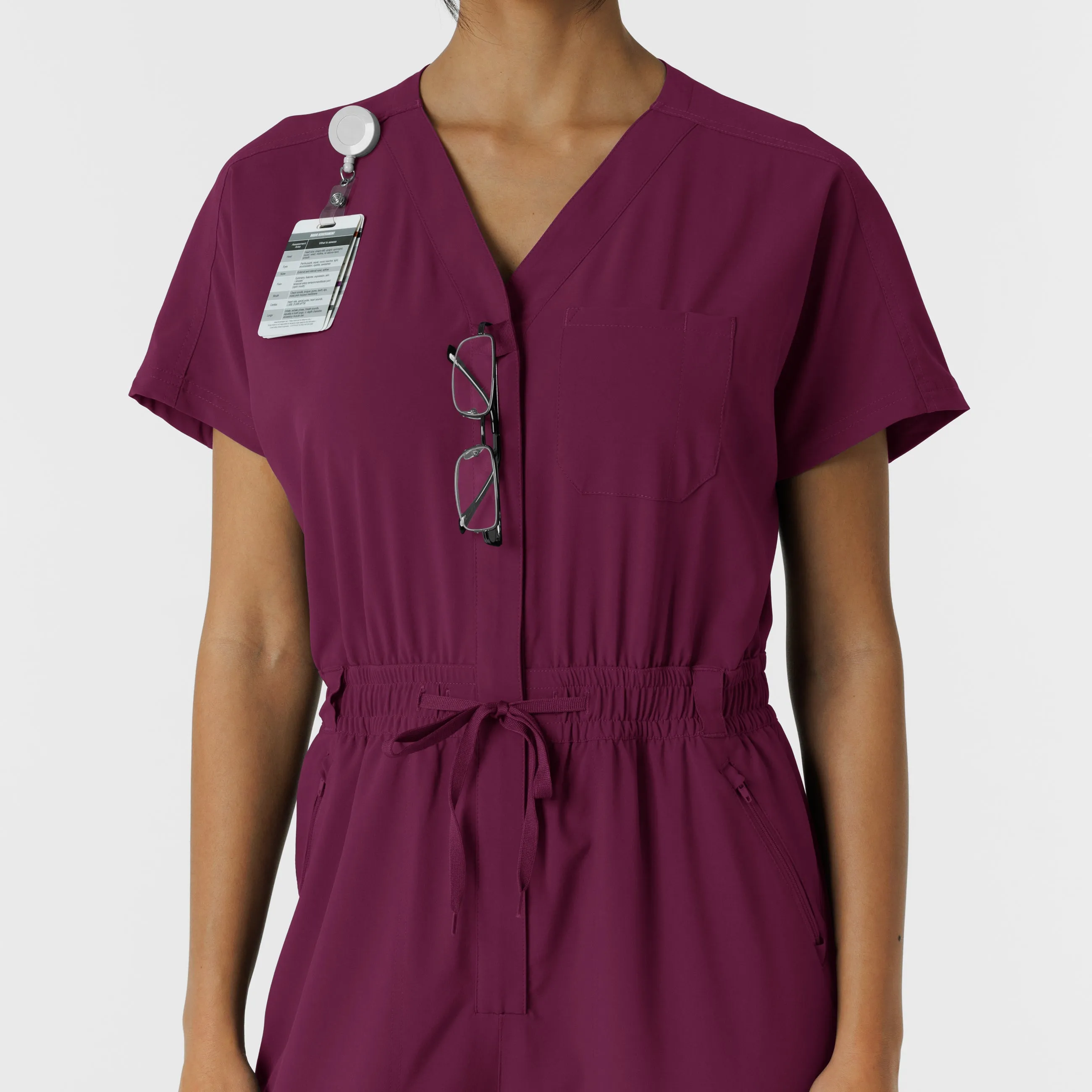 RENEW 3234 Cargo Jogger Scrub Jumpsuit Wine