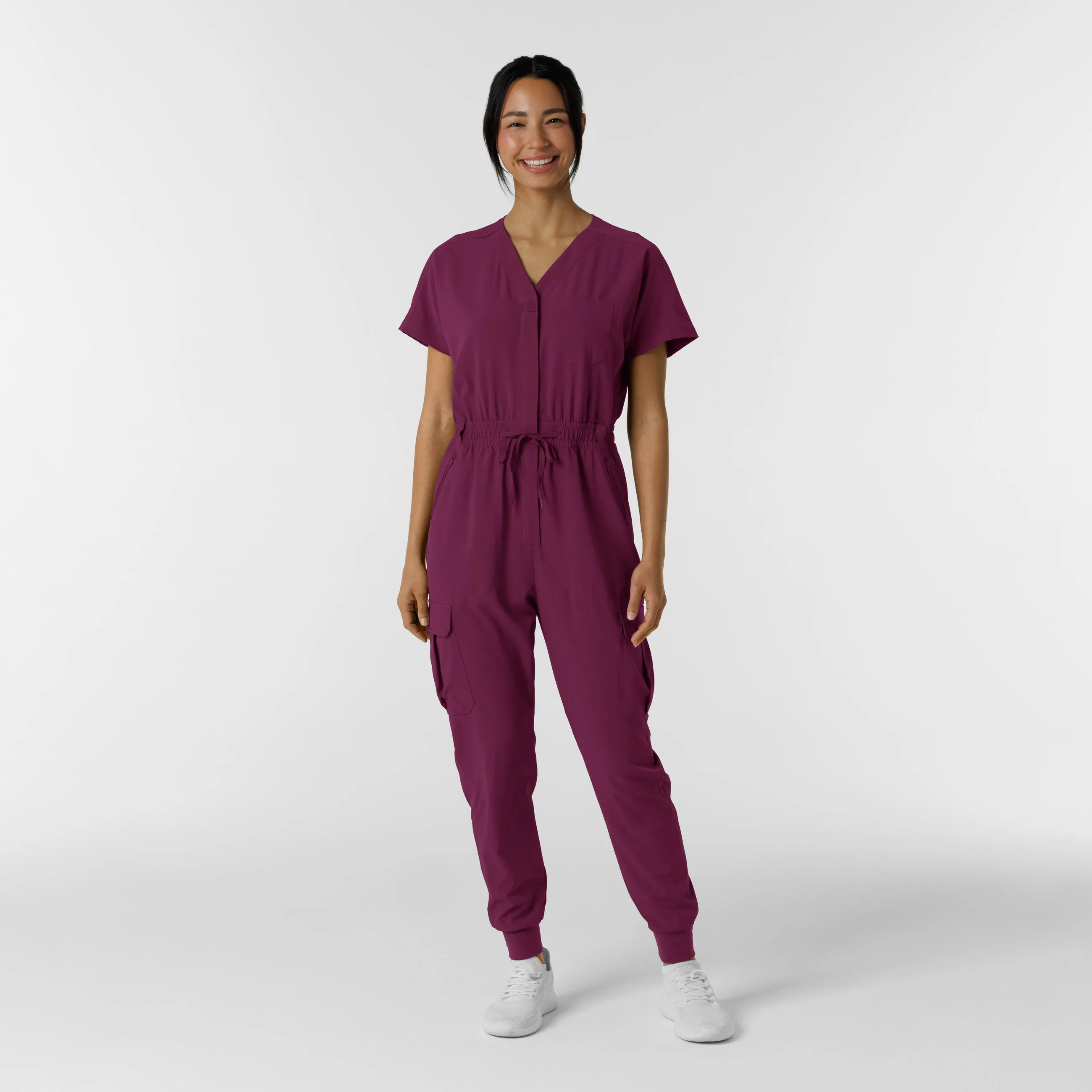 RENEW 3234 Cargo Jogger Scrub Jumpsuit Wine
