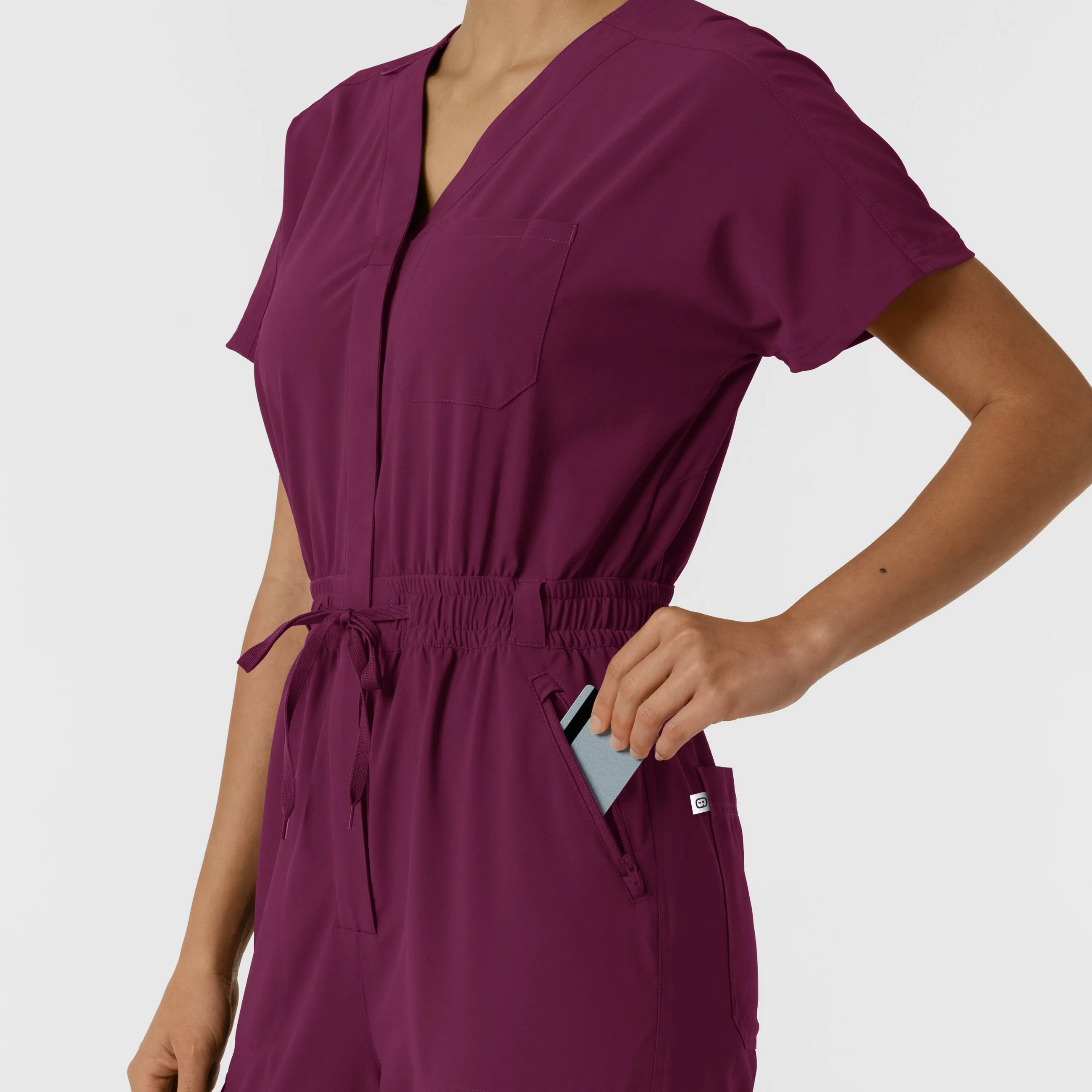 RENEW 3234 Cargo Jogger Scrub Jumpsuit Wine
