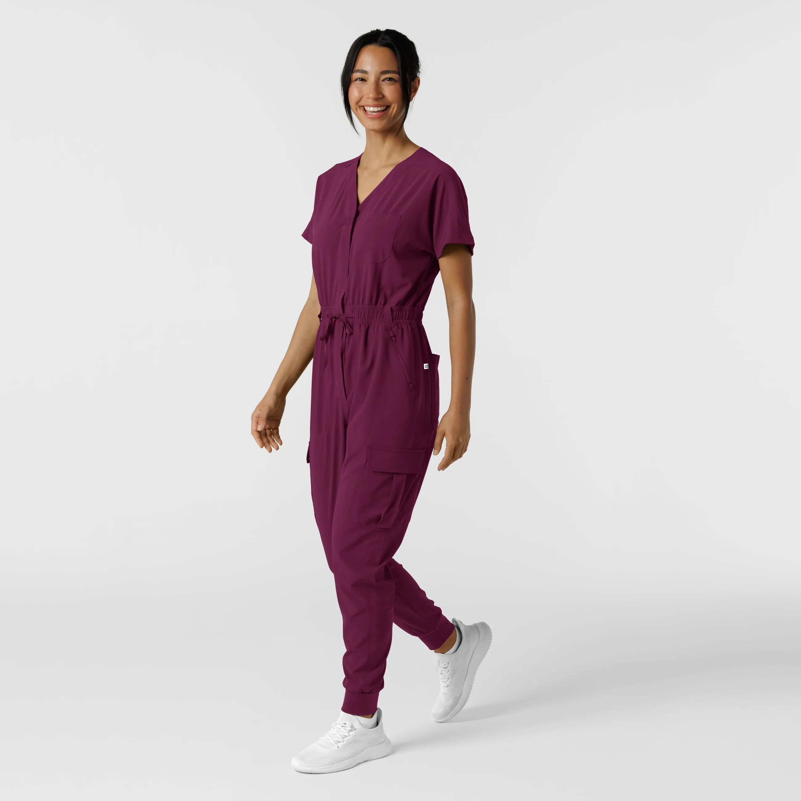 RENEW 3234 Cargo Jogger Scrub Jumpsuit Wine