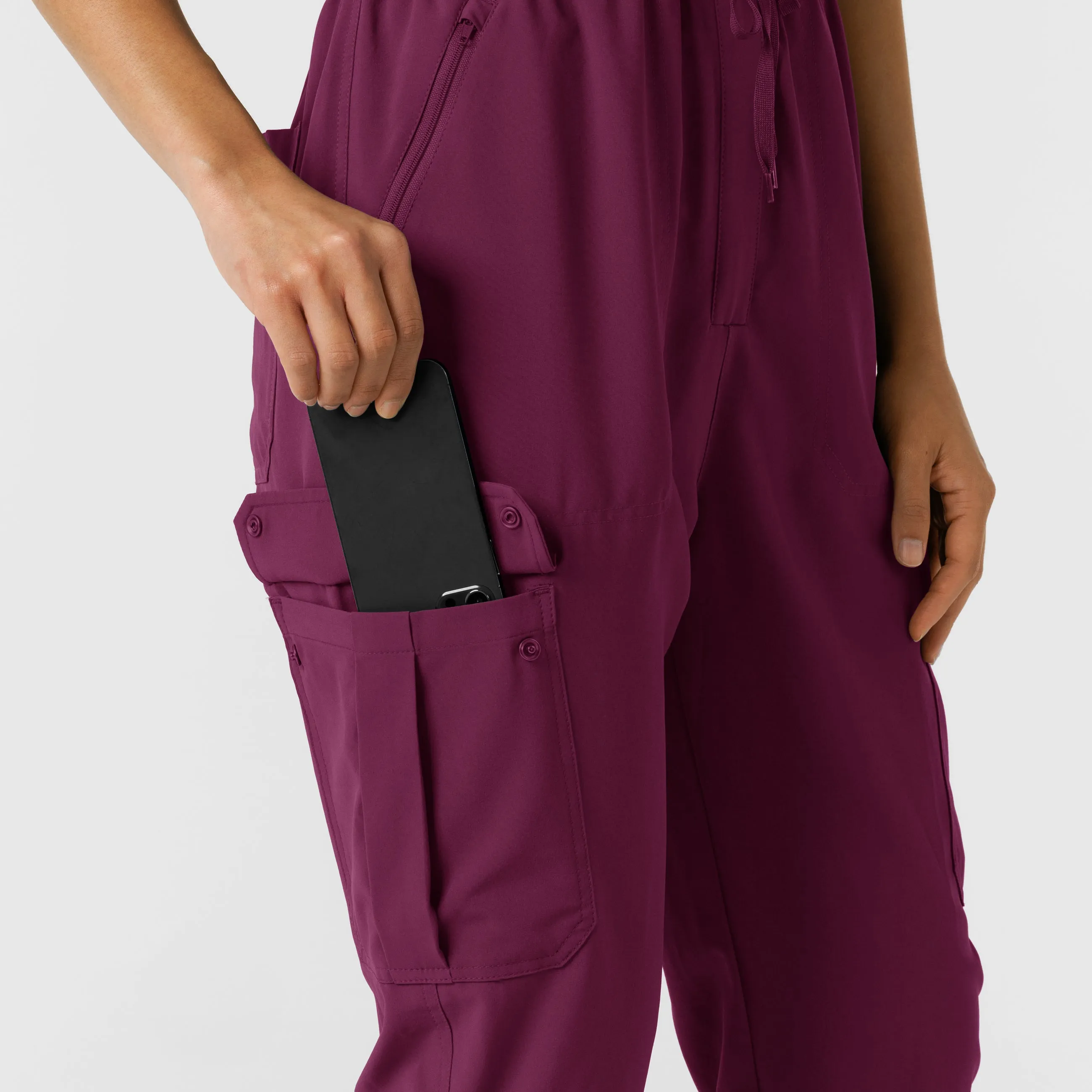 RENEW 3234 Cargo Jogger Scrub Jumpsuit Wine