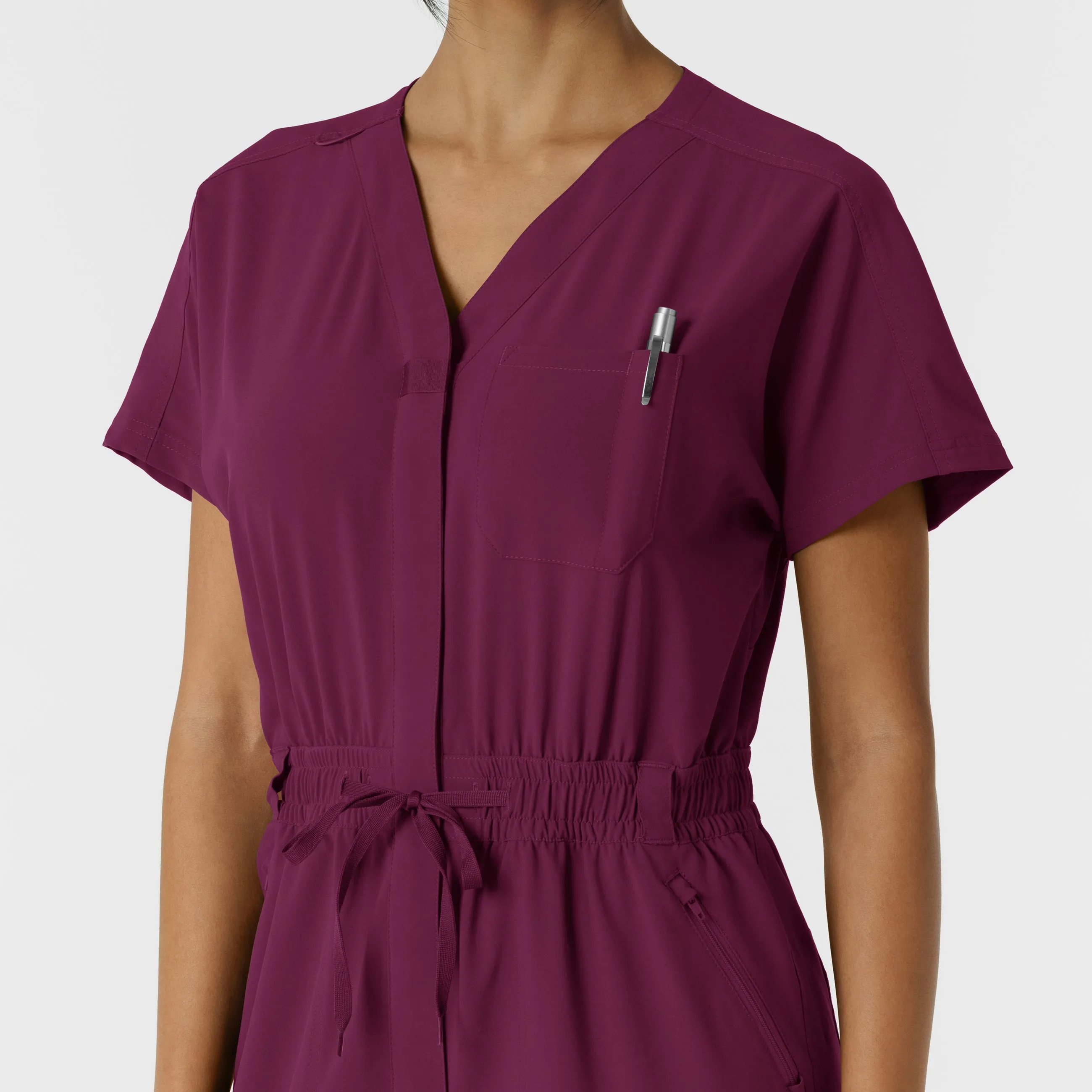 RENEW 3234 Cargo Jogger Scrub Jumpsuit Wine