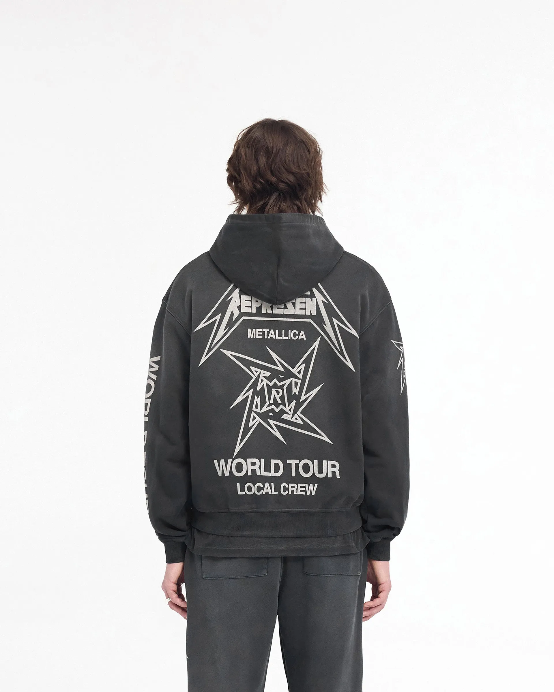 Represent X Metallica Local Crew Zip Hoodie - Stained Black