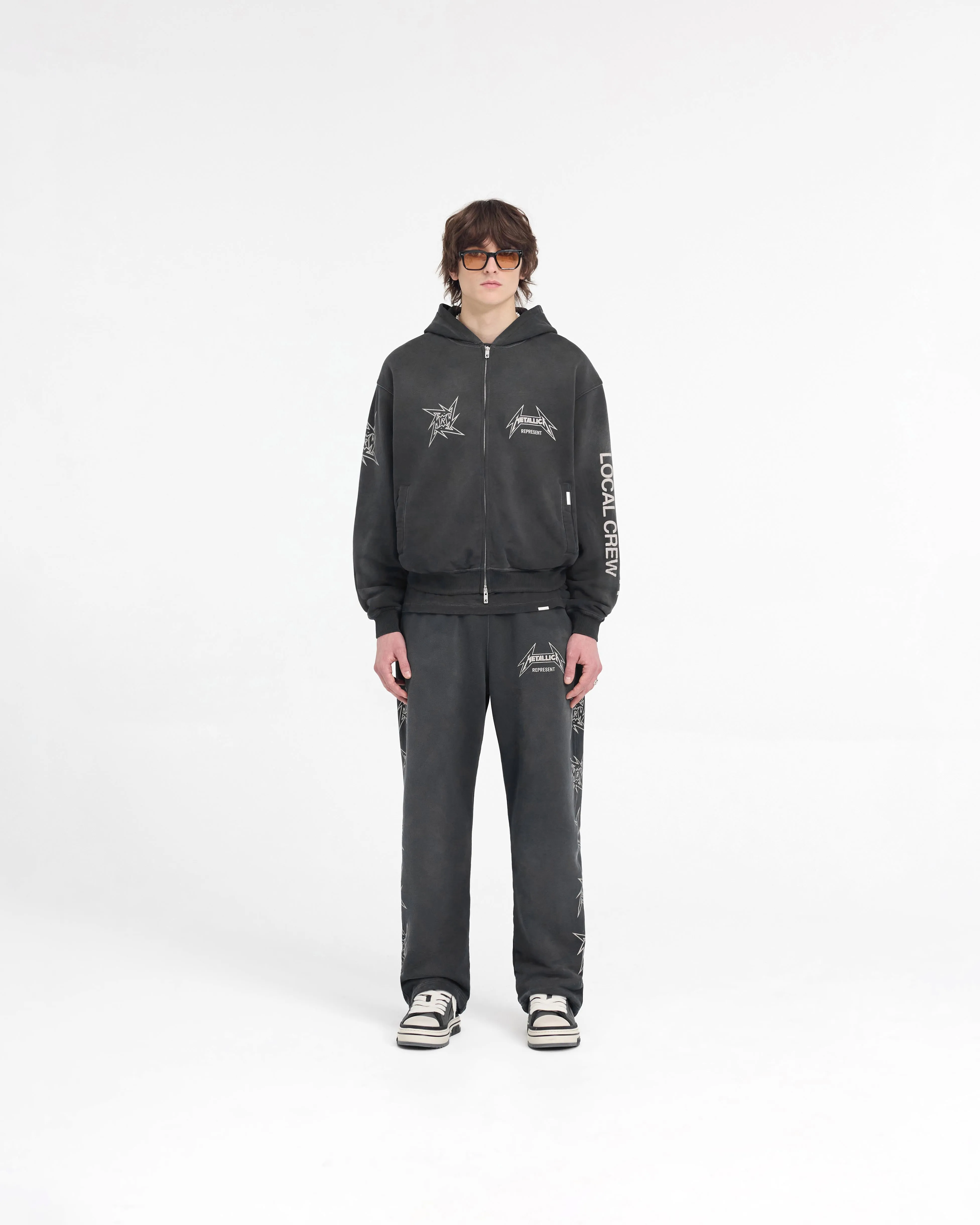 Represent X Metallica Local Crew Zip Hoodie - Stained Black