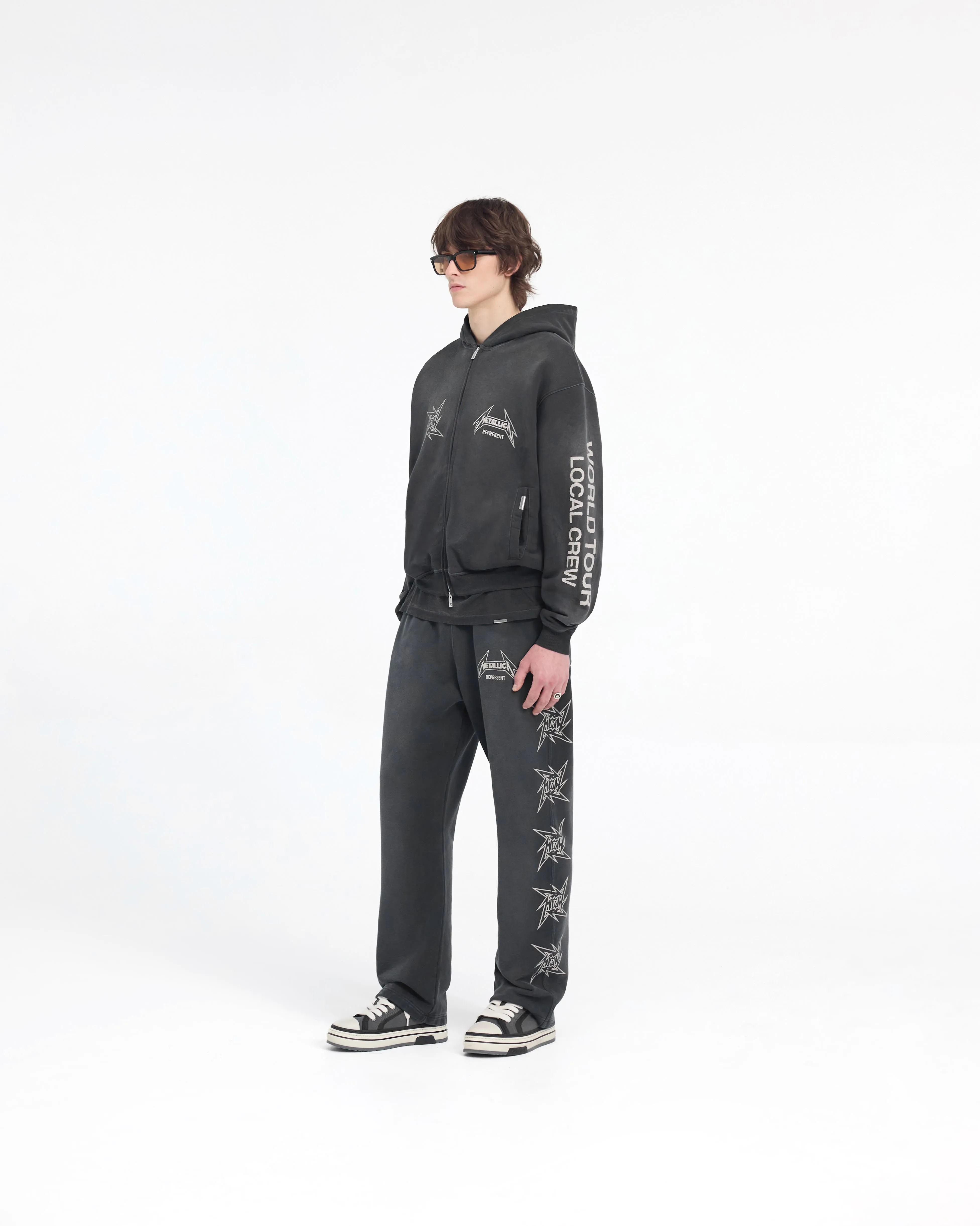 Represent X Metallica Local Crew Zip Hoodie - Stained Black
