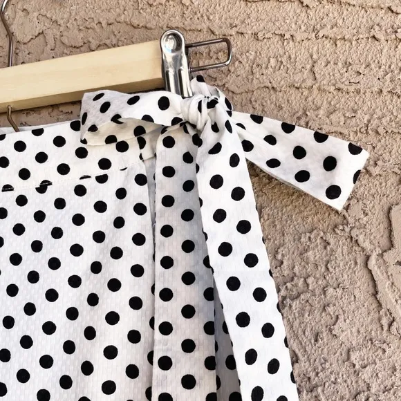 REVOLVE TULAROSA NWT Black &amp; White Polka Dot Ruffle Flounce Midi Wrap Skirt XXS