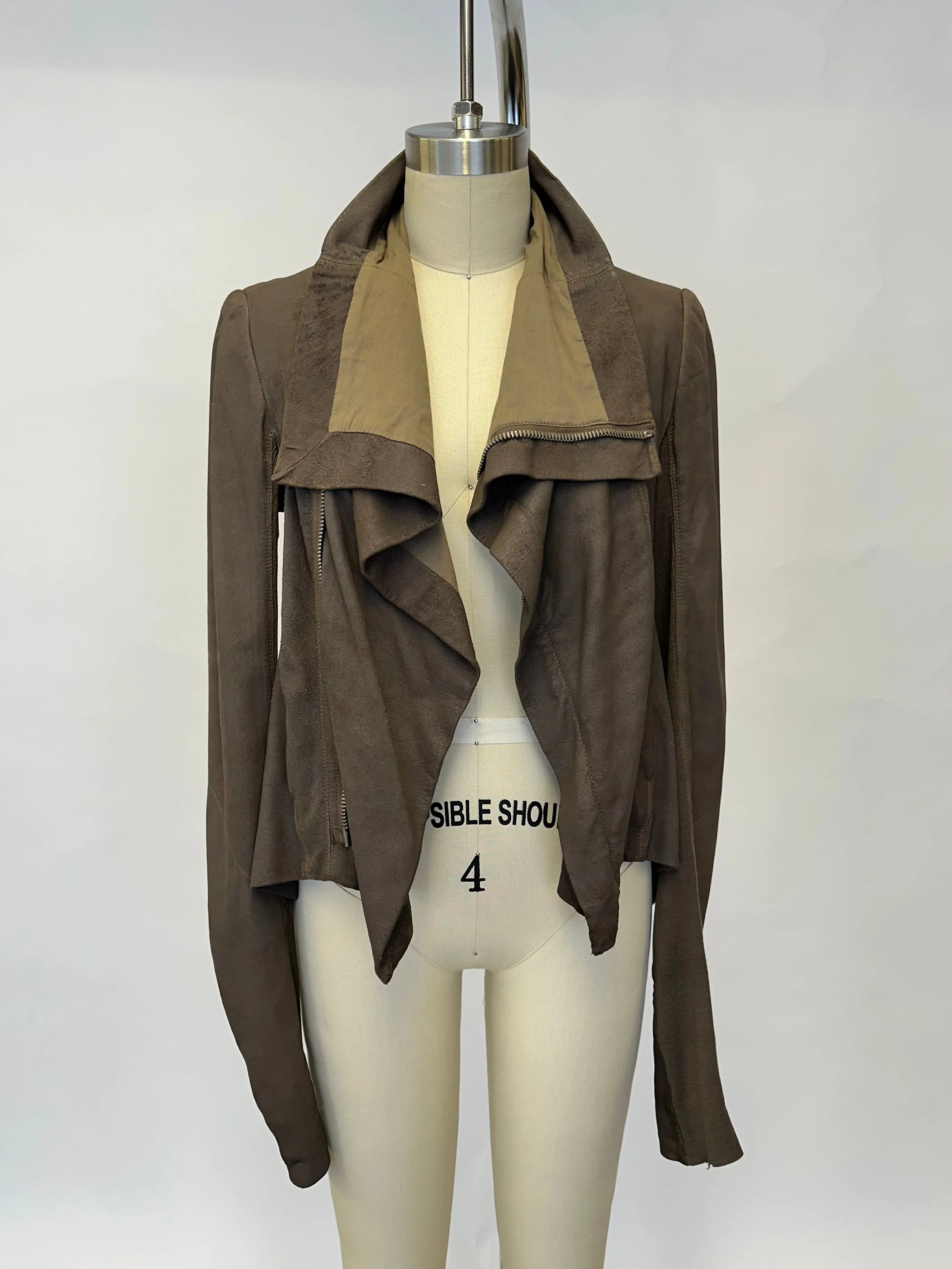 Rick Owens Lamb Leather Asymmetrical Jacket