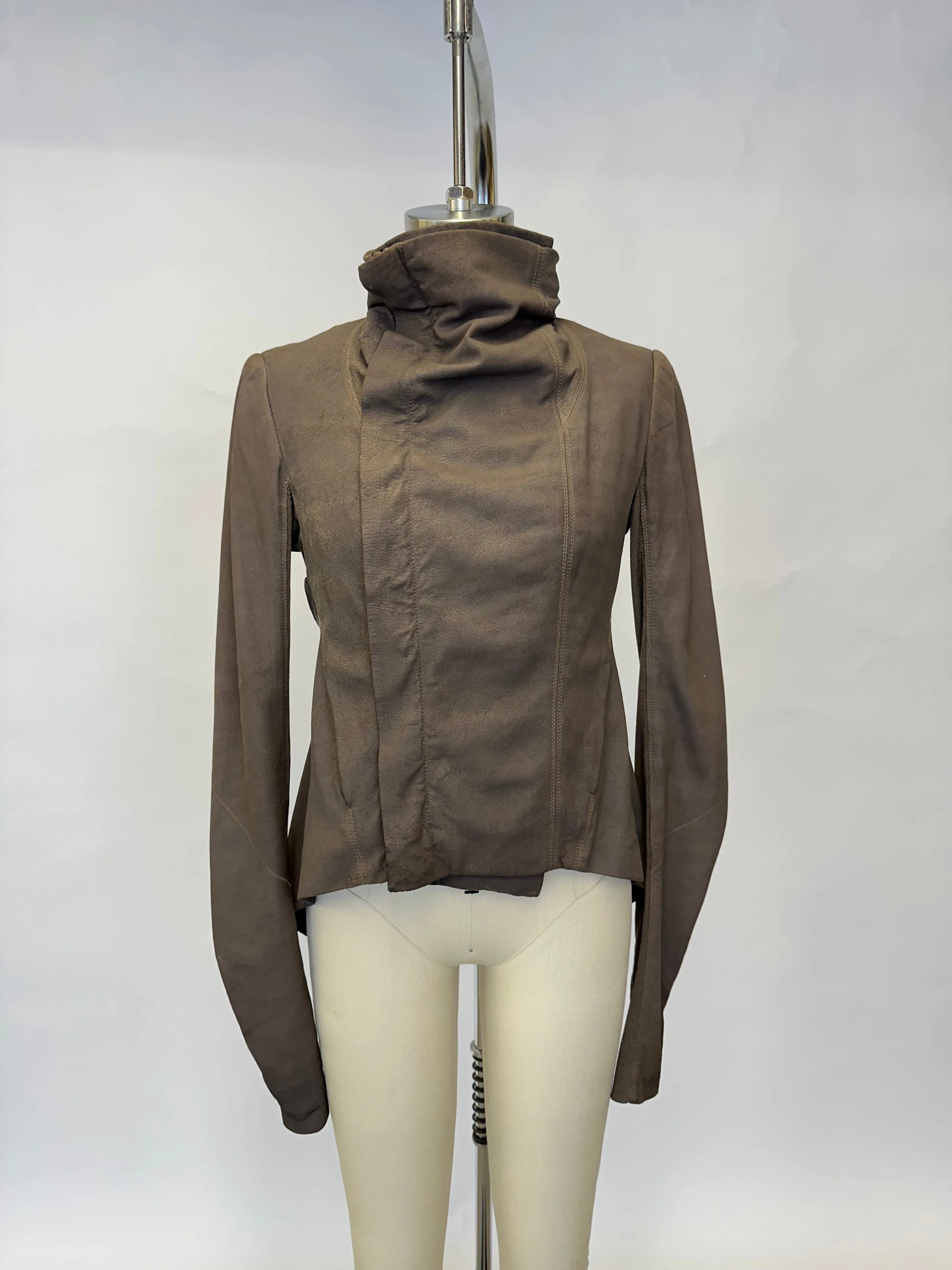 Rick Owens Lamb Leather Asymmetrical Jacket