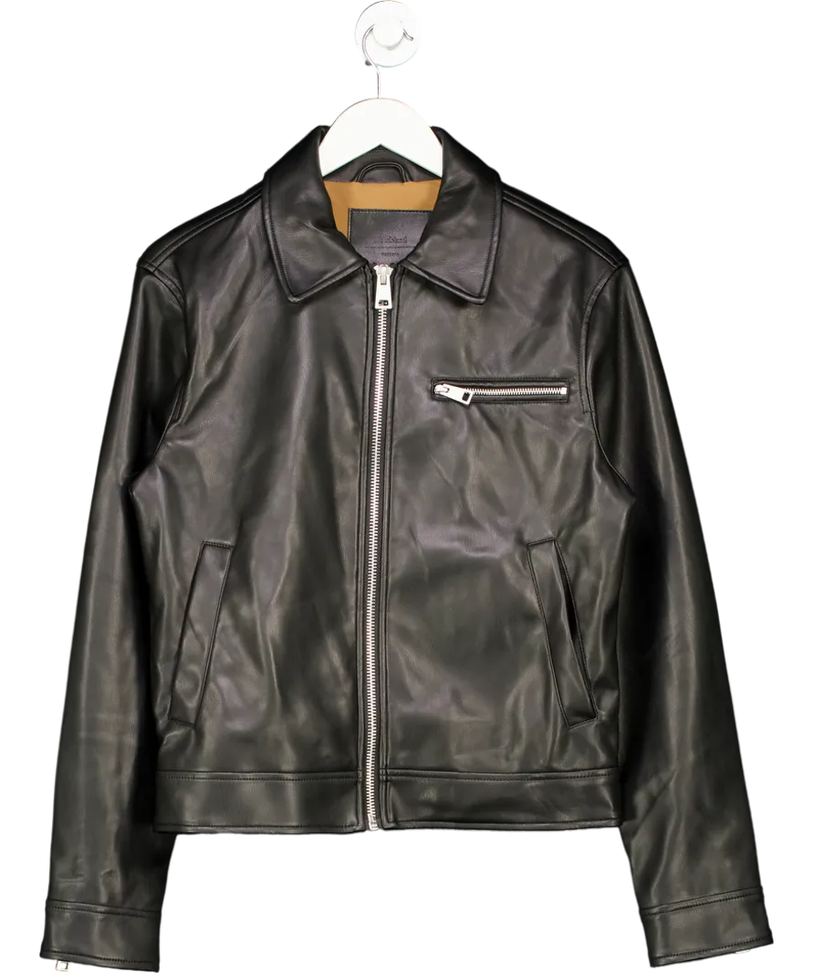 River Island Black Faux Leather Zip Jacket UK S