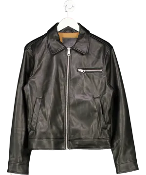 River Island Black Faux Leather Zip Jacket UK S