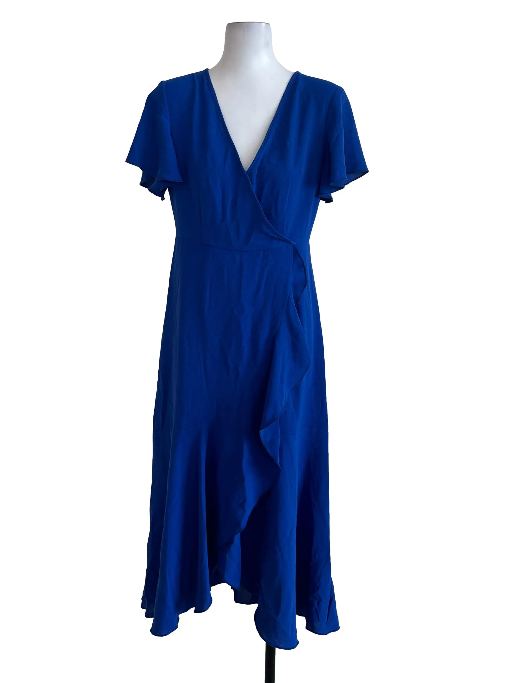 Royal Blue Plain Wrap Dress