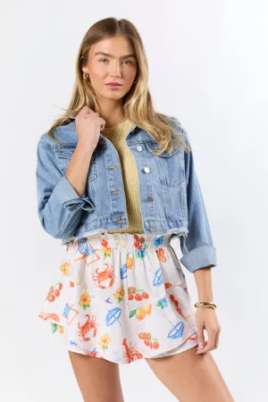 Run Around Town Medium Wash Deconstructed Denim Jacket