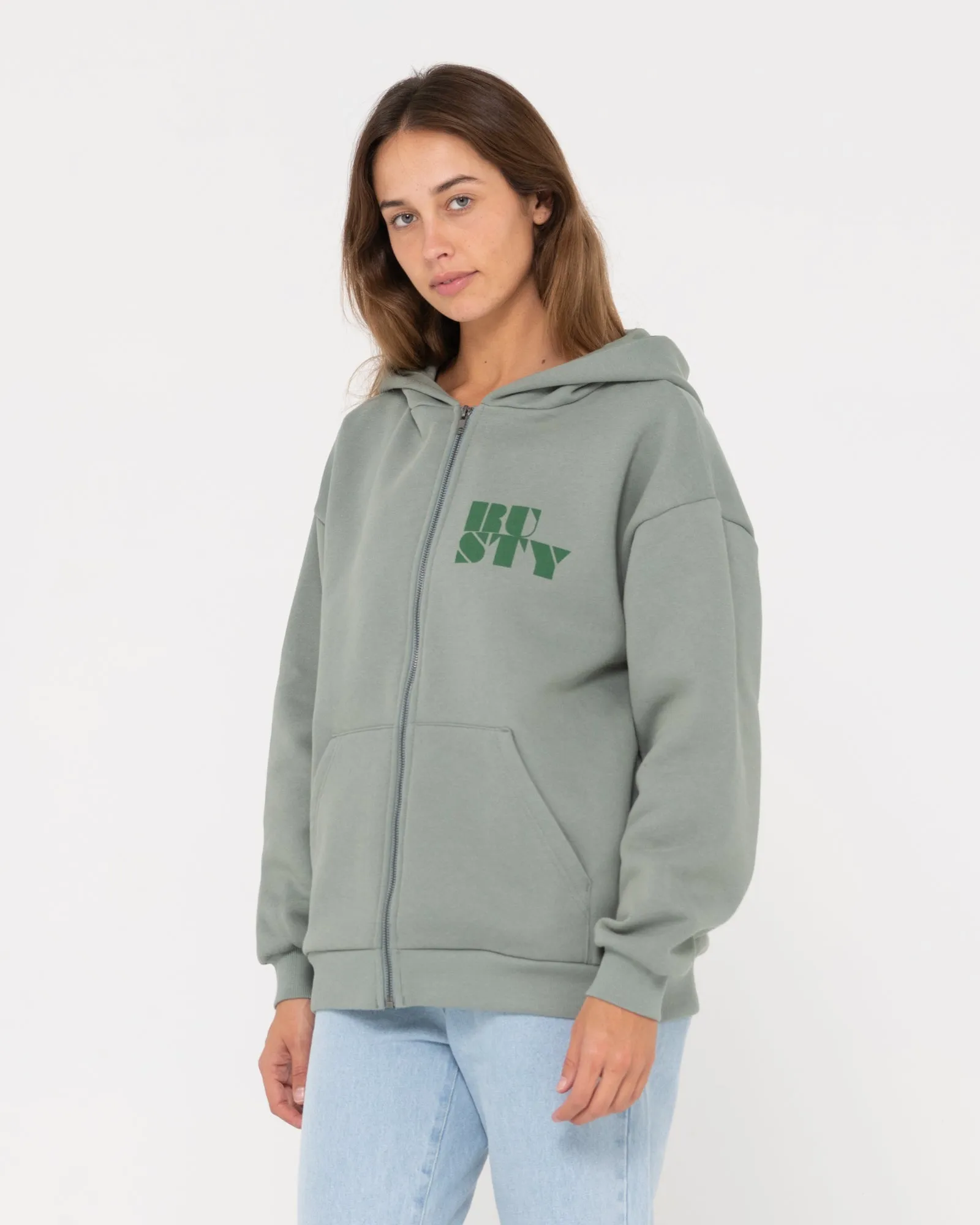 RUSTY CODE OVERSIZE ZIP HOODED FLEECE