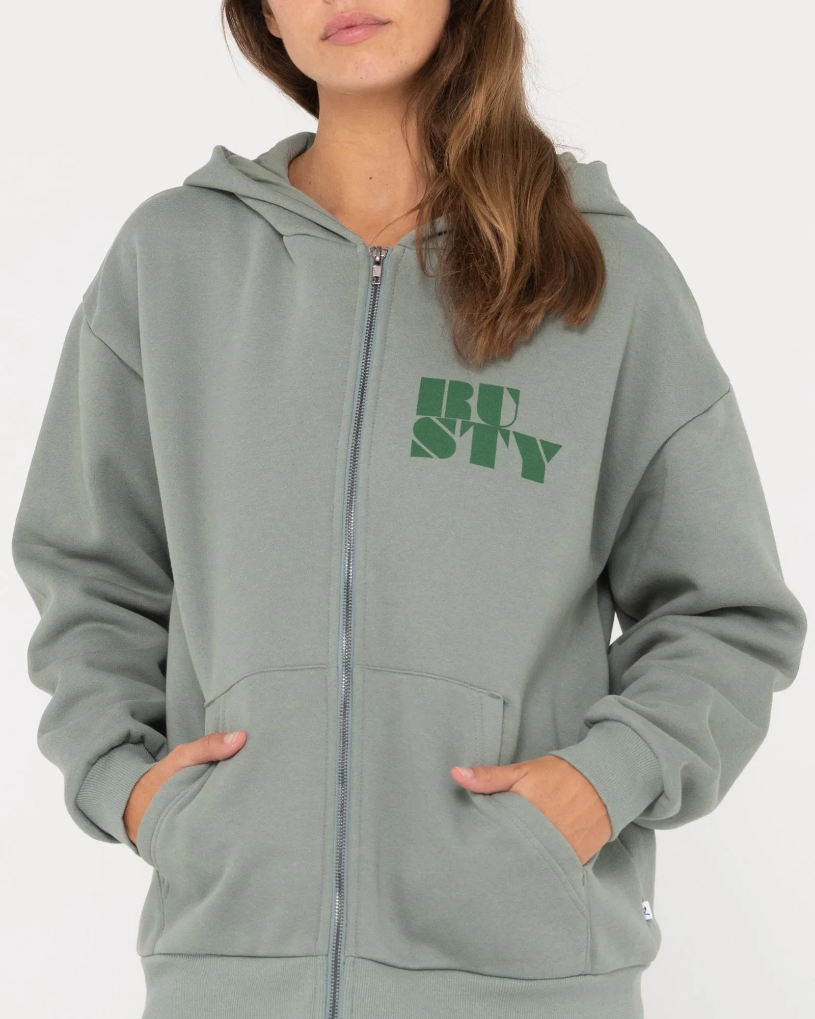 RUSTY CODE OVERSIZE ZIP HOODED FLEECE