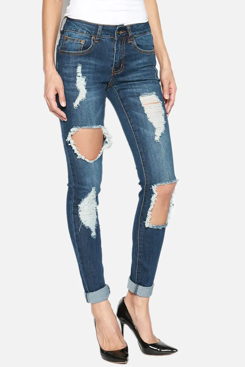 Rylee Distressed Shredded Skinny Jeans